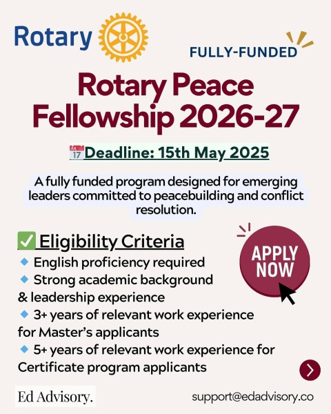  Rotary Peace Fellowship 2026-27 | Fully Funded 