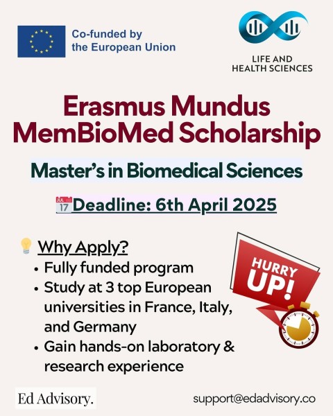  Erasmus Mundus MemBioMed Scholarship 2025/27